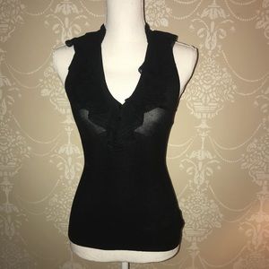 BeBe fitted black ruffle top